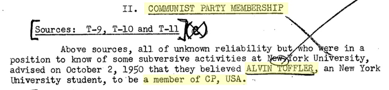 Illustration for article titled Alvin Toffler Investigated by FBI for Communist Activities According to Newly Released Files